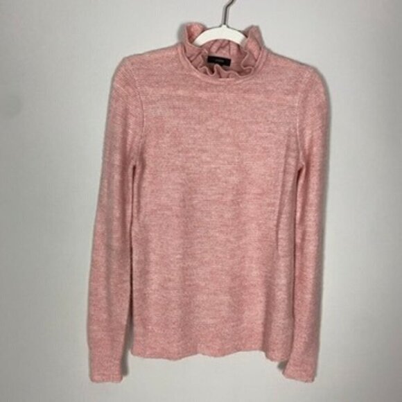 J Crew Ruffleneck Sweater Pink Womens Small Long Sleeves Alpaca Blend - Picture 1 of 9